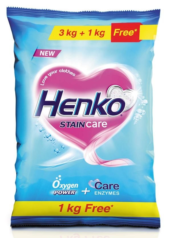 Henko Detergent Powder - Stain Care, 3 kg Get 1 kg free