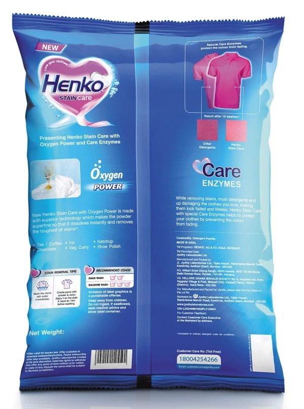 Henko Detergent Powder - Stain Care, 3 kg Get 1 kg free
