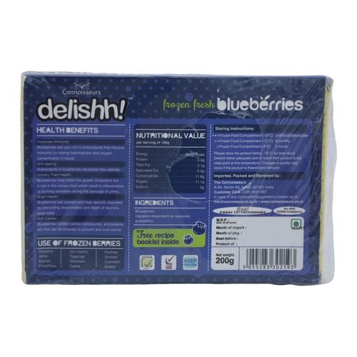 Delishh Blueberries - Frozen Fresh, 200 g