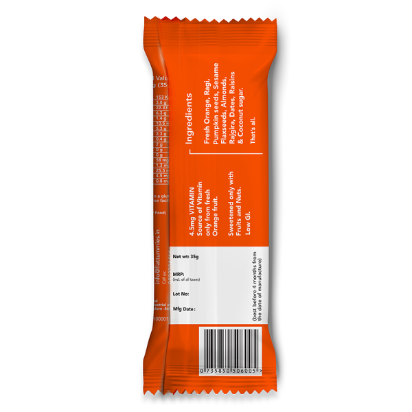 Flat Tummies The Vitamin Bar - Orange, 2x35 g Multipack
