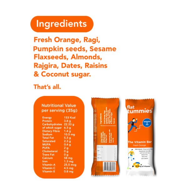 Flat Tummies The Vitamin Bar - Orange, 2x35 g Multipack