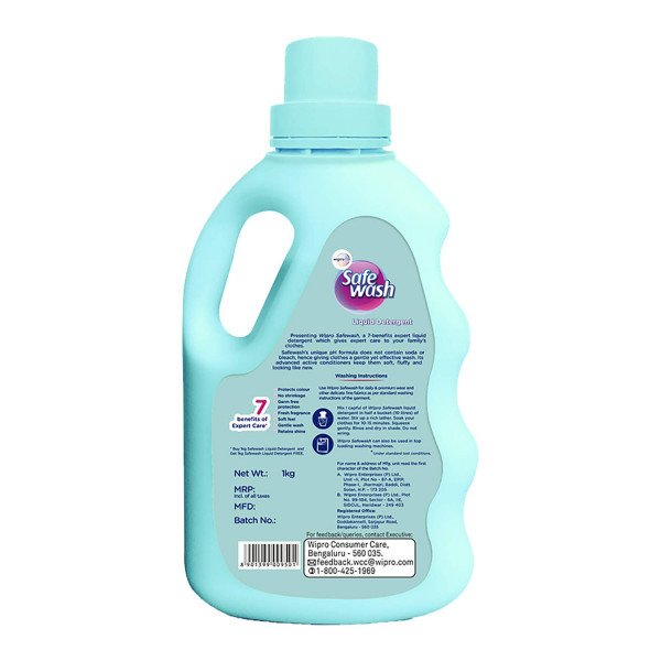 Safewash Liquid Detergent, 1 kg (Get 1 kg Free)