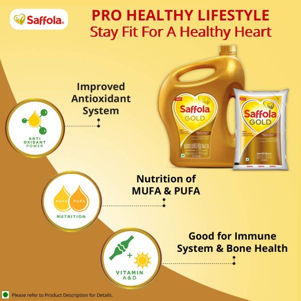 Saffola Gold - Pro Healthy Lifestyle Edible Oil, 5 L Jar