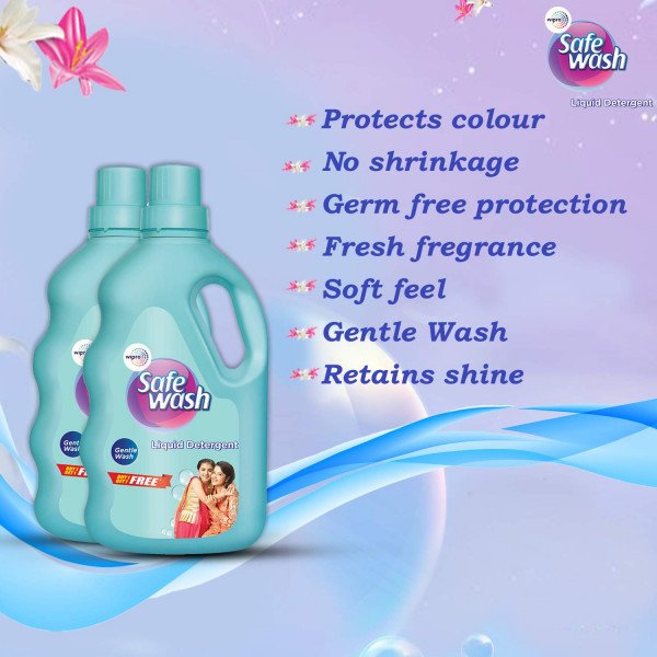 Safewash Liquid Detergent, 1 kg (Get 1 kg Free)
