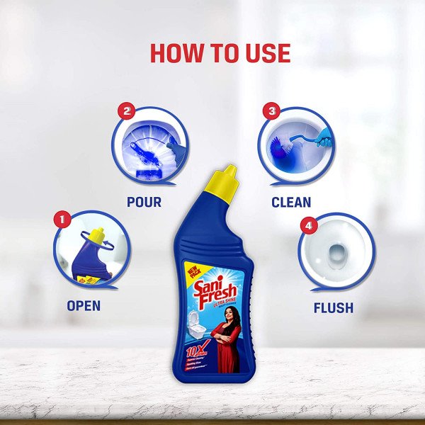 SANIFRESH Toilet Cleaner - Ultra Shine, 500 ml (Pack of 2)