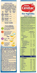 Nestle Cerelac Fortified Baby Cereal - With Milk, Rice & Vegetables, From 8 Months, 300 g Bag-In-Box