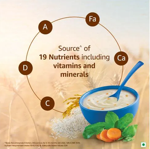 Nestle Cerelac Fortified Baby Cereal - With Milk, Rice & Vegetables, From 8 Months, 300 g Bag-In-Box