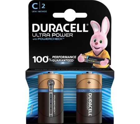 Duracell Ultra Alkaline C Battery, 2 pcs