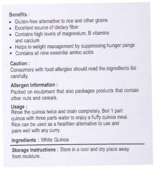 NUTRIWISH Gluten-Free White Quinoa - Premium, 1 kg