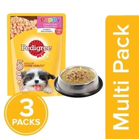 Pedigree Daily Food for Puppy - Chicken & Rice in Gravy, 80 gm