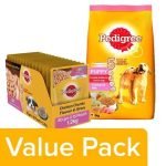Pedigree Dry Chicken & Milk 3kg + Wet Chicken Chunks in Gravy 80 g 15 Packs (For Puppy)