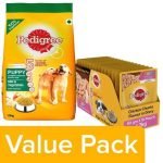 Pedigree Dry Milk & Veggie for Puppy 1.2kg + Wet Chicken Chunks 80g 15 Packs (For Puppy), Combo 2 Items