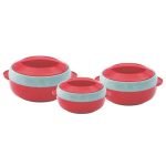 Princeware Solar Food Casserole Hot Case Plastic With Insulation - With Handle, Pink L7123-3PL, 3 pcs