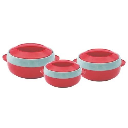 Princeware Solar Food Casserole Hot Case Plastic With Insulation - With Handle, Pink L7123-3PL, 3 pcs