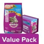 Whiskas Adult Cat Food Pocket Ocean Fish 7kg + Wet Meal Tuna In Jelly, Adult Cat 1.02kg