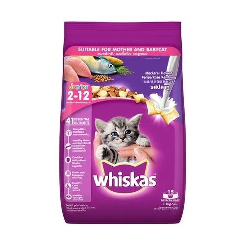 Whiskas Dry Cat Food - 2-12 Months, Mackerel Flavour, 1.1 Kg