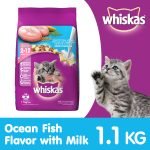 Whiskas Dry - Junior Ocean Fish 1.1kg + Wet Tuna in Jelly (for Kittens) 85G Pack of 12,