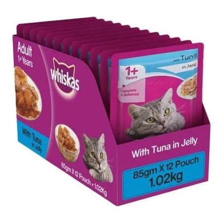 Whiskas Wet Cat Food - Tuna In Jelly, For Adult Cats, +1 Year, 85 g (Pack of 12)