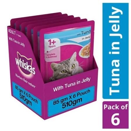 Whiskas Wet Cat Food - Tuna In Jelly, For Adult Cats, +1 Year, 85 gm