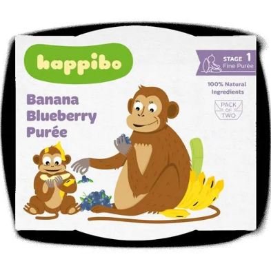 Happibo Banana Blueberry Puree, 100 g Pack of 2