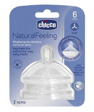 Chicco Baby Bottle Teat Food - 6m+, 2 pcs