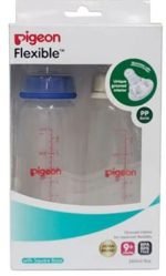 Pigeon Baby Peristaltic Nursing Bottle Twin Pack Kpp - With Nipple, Large, Blue & White, 240 ml