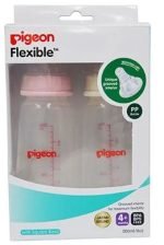 Pigeon Baby Peristaltic Nursing Bottle Twin Pack Kpp - With Nipple, Medium, Pink & White, 200 ml