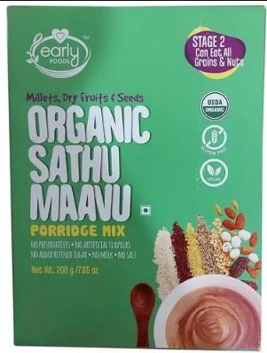 Early Foods Organic Sattu Maavu Multi-Grain Millets Porridge Mix, 200 g