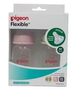 Pigeon Baby Peristaltic Nursing Bottle Twin Pack Kpp - With Nipple, Small, Pink & White, 120 ml