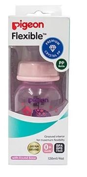 Pigeon Baby Peristaltic Clear Nursing Bottle Rpp - Girl, Pink, 120 ml