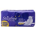 Stayfree All Night Ultra-Dry Max Sanitary Napkin with Wings (XL) 42 pads
