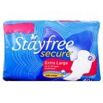 Stayfree Secure Cottony Soft Cover Sanitary Napkin with Wings (XL)