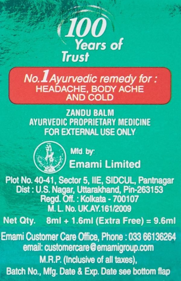 Zandu Balm - 8 ml + 1.6 ml Free